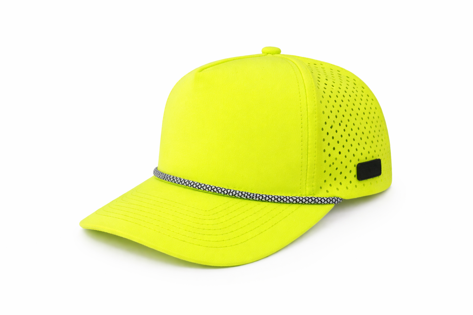 Neon yellow performance cap with rope detail